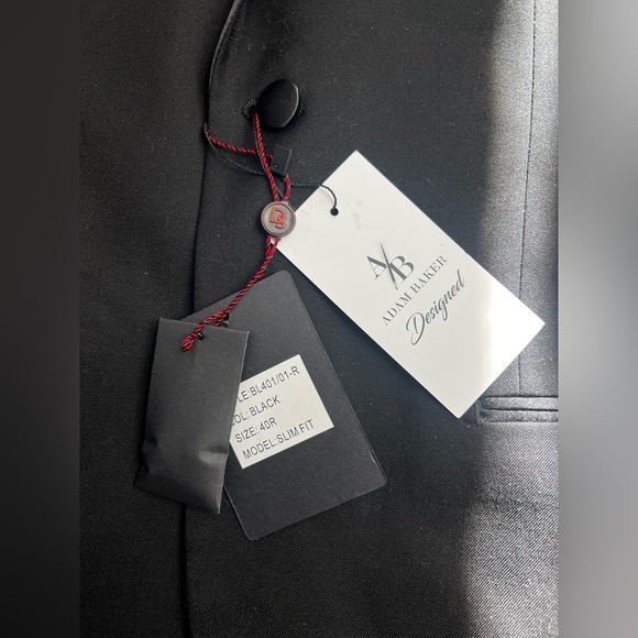 NWT Adam Baker Black Tuxedo 40R 2 Button Formal Jacket Slim Fit - Picture 3 of 9